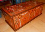 Dowry chest painted with Romanian folk motifs